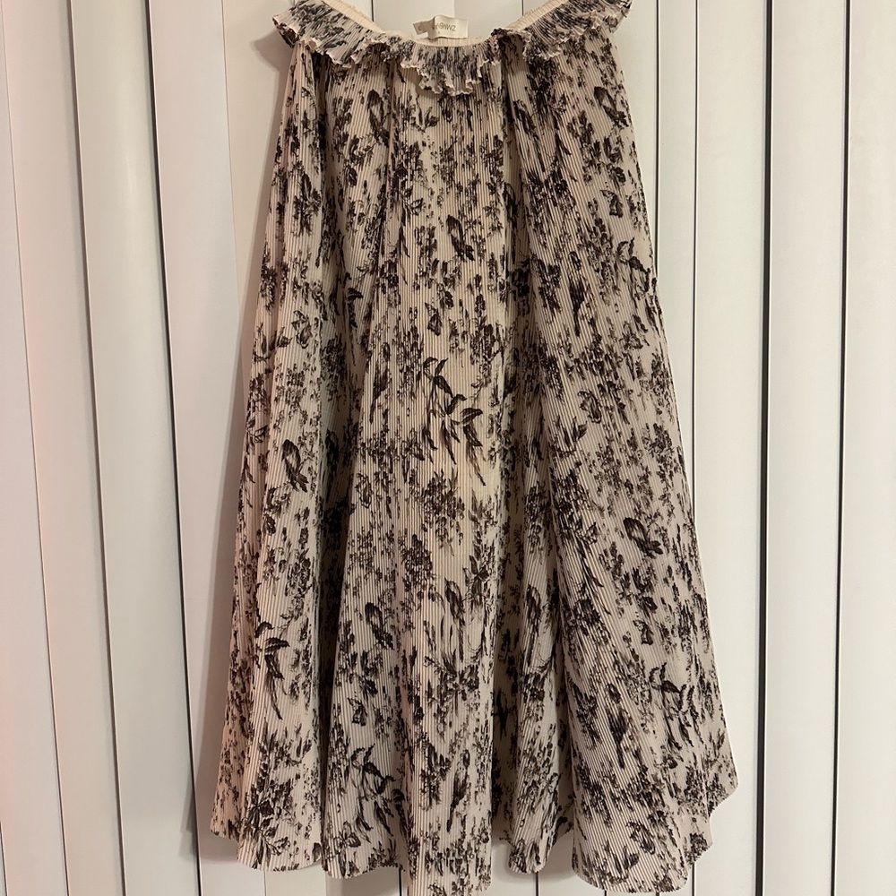 ZIMMERMANN Wild Botanica Floral-Print Plissé-Crepe Midi Skirt - Ivory - Picture 3 of 6